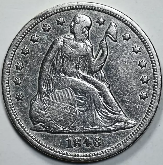 1846-P US Seated Liberty Dollar $1 Nice Detail Cleaned -32441-