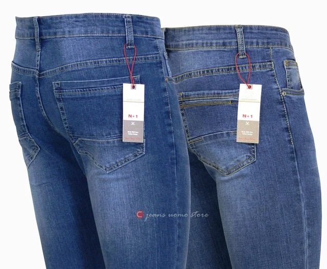 New Jeans uomo Slim pantalone cotone denim gamba stretta vita bassa tg 44 a 54