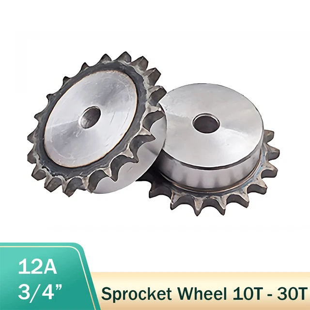 Kettenrad 10 - 30 Zähne 3/4" Zahnteilung mit Nabe C45 Stahl für 12A Rollenkette