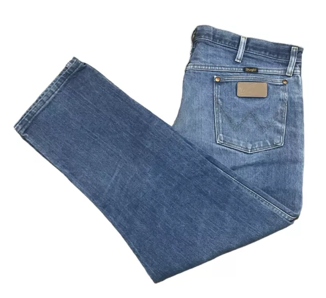 Jeans Wrangler taglio cowboy W40 L28 da uomo blu 13 MWZ vestibilità originale denim macchie deboli