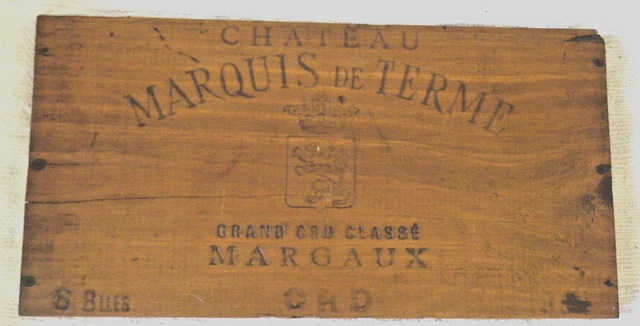 Estampe Bois Façade De Caisse Château Coutet 1959 - 39,5x16,5cm, Déco Vintage