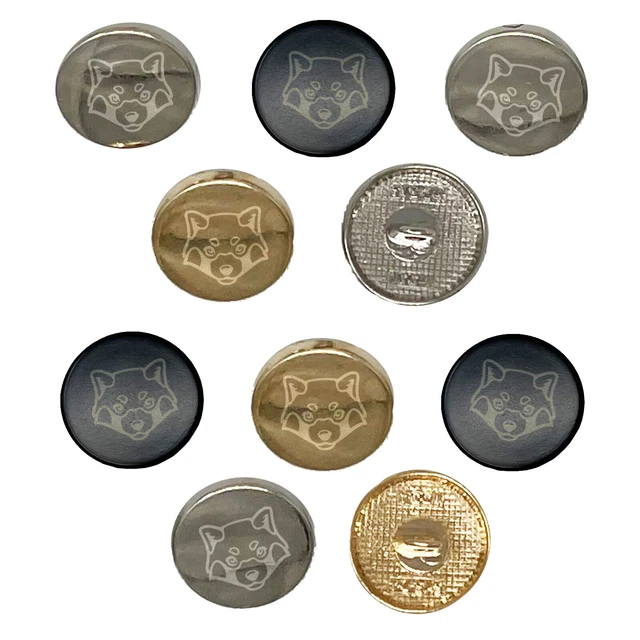 Red Panda Face 0.6" (15mm) Round Metal Buttons - Set of 10
