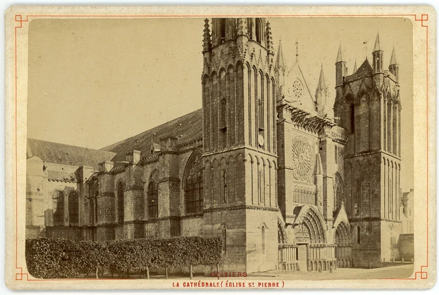 France, Poitiers, Église Saint-Pierre, ca.1880, vintage albumen print vintage al