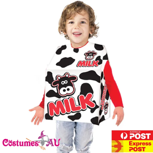 Kids Milk Box Cosplay Costume Child Boys Girls Funny Food Mascot Halloween Farm