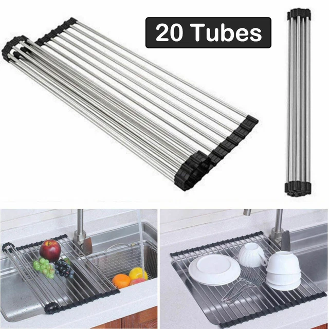ROLL UP DISH Drying Rack Over the Sink Stainless Steel Drainer Dish