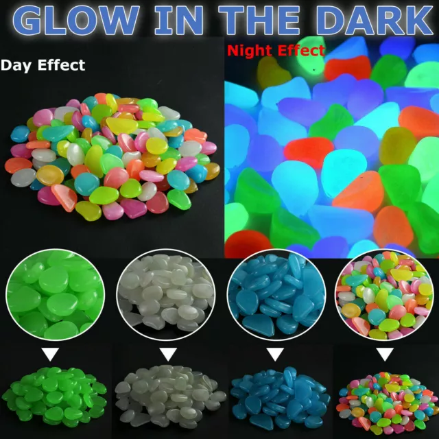 100/500X Luminous Pebbles Stones Glow In The Dark Walkway Garden Fish Tank Decor