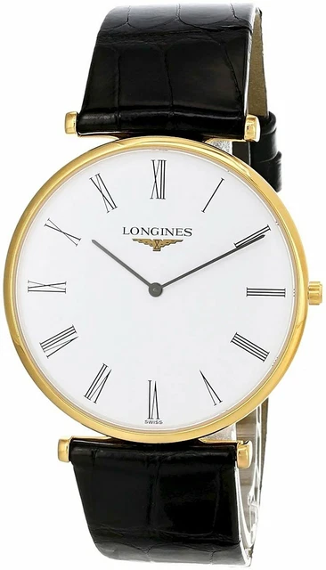 LONGINES LA GRANDE Classique Giallo Oro PVD Nero Pelle Uomo