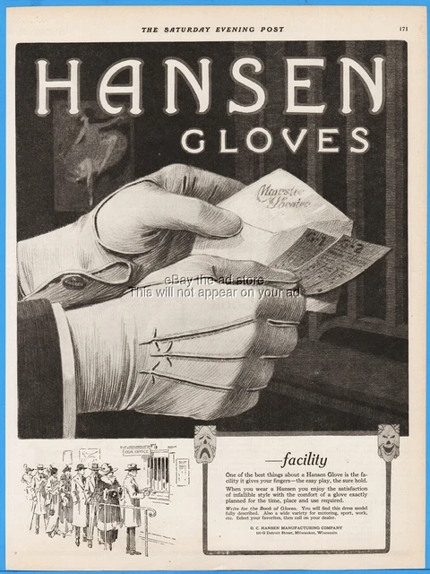 1920 O C Hansen Milwaukee Wisconsin Mens Theatre dress gloves fashion style ad