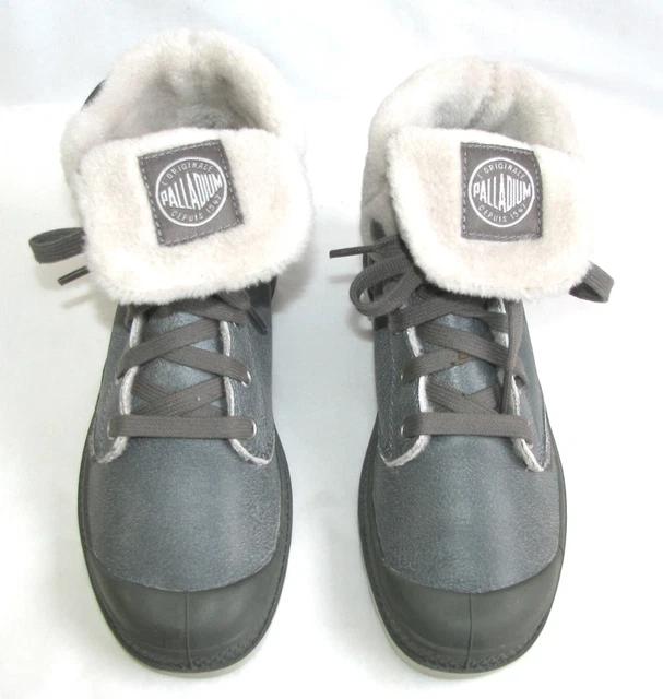 PALLADIUM Chaussures montants lacets cuir gris fourrées 36 EXCELLENT ETAT 2