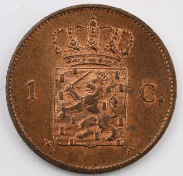 Netherlands Willem III Cent 1870 Utrecht Copper SUP+ KM 100 2