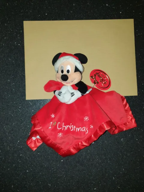 Doudou Mickey Disney Store Père Noël Mon Premier Noël Rouge Et Blanc Bonnet