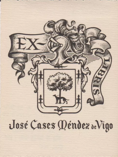 ex-libris José Cases Mendez de Vigo, 1955 (back stamp)