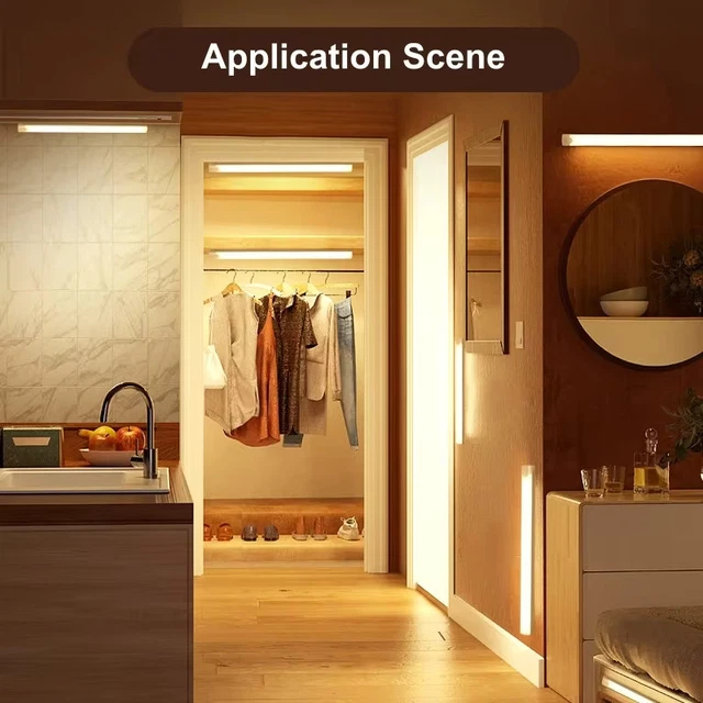 USB RECHARGEABLE MOTION Sensor LED Cabinet Light for Kitchen Bedroom ...