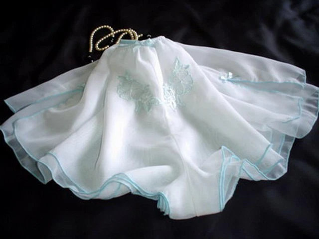 Mutandine Lacy French Knickers S chiffon bianco trasparente 2 strati stile vintage retrò