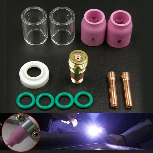 12 pz Kit Coppa Vetro Torcia di Saldatura TIG Materiali di consumo 702079 O-Ring Utili