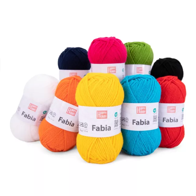 (35€/kg) 50g Happy Hobby Fabia Garn Universal Wolle zum Stricken und Häkeln