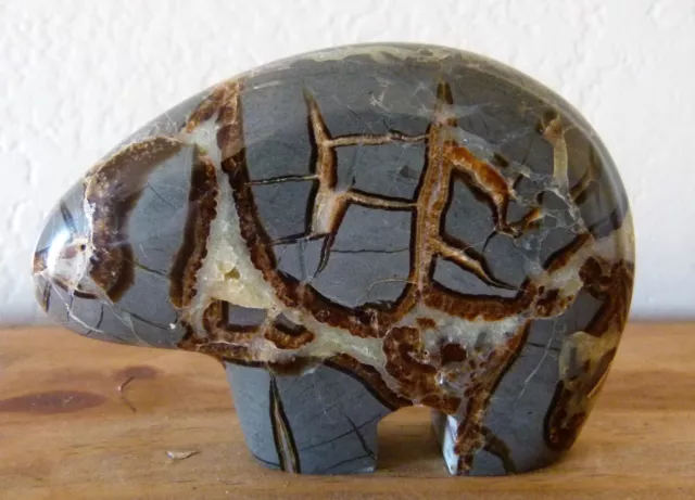 Lg. Septarian Dragon Stone ZUNI BEAR Polished Carving 285g. 10.1 oz 4 1/8" 105mm
