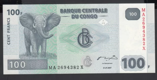 Congo Democratic 100  Francs 2007  UNC P. 98,  Banknotes, Uncirculated