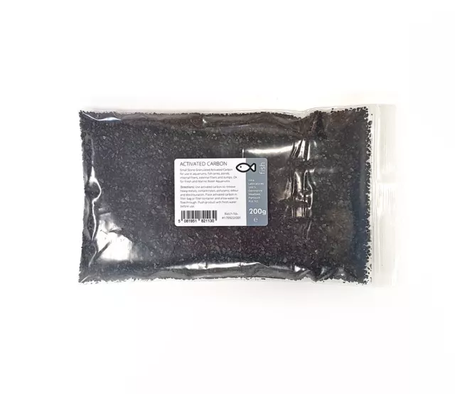 Activated Carbon 200g - Small Charcoal Granules Fish Tank Filter Media Aquariums
