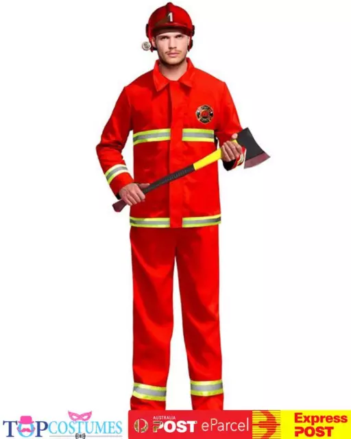 Red Fireman Fire Chief Fighter Uniform Adult Uniform Book Week Costume