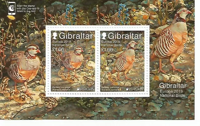 Gibraltar Block Europa 2019 einheimische Vogelarten postfrisch