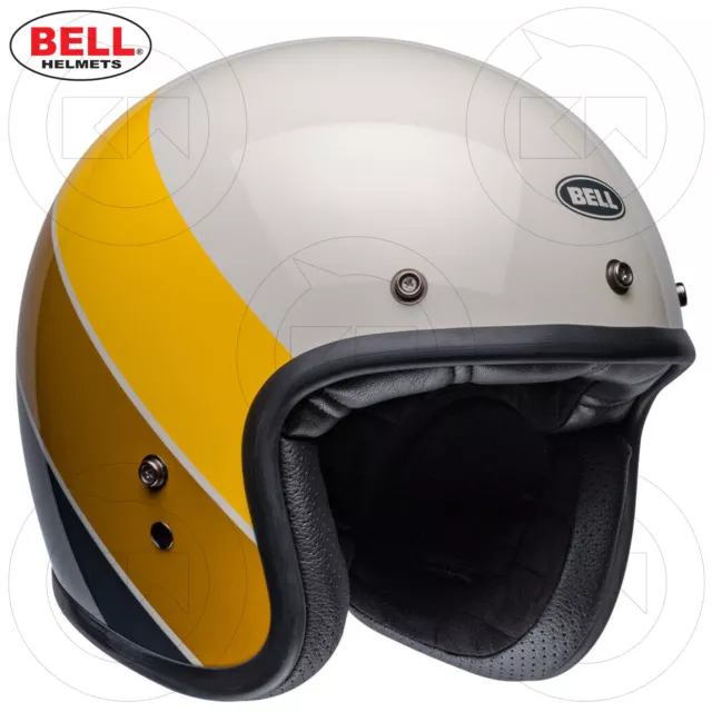 Casco Jet Moto Vintage Bell Custom 500 Riff Sand/Yellow Sabbia/Giallo Omologato