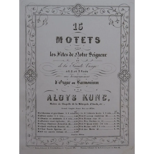 KUNC Aloys O Sacrum Convivium Chant Orgue ou Harmonium ca1875