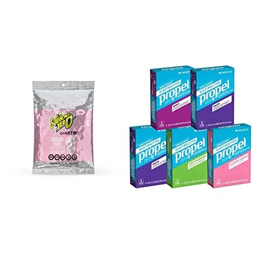Sqwincher Zero Qwik Stik Sugar Free Strawberry Lemonade & Propel Powder Packe...
