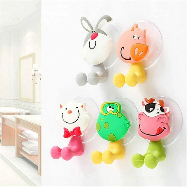Soporte para cepillo de dientes de baño para niños montado en pared chupador con diseño animal