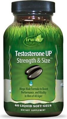 Testosterona UP Strength & Size de Irwin Naturals, 60 cápsulas blandas líquidas