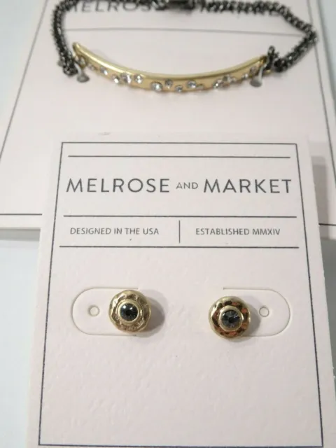 Nordstrom Melrose and Market Organic Crystal ID Bracelet NWT $50.00 Stud Earring