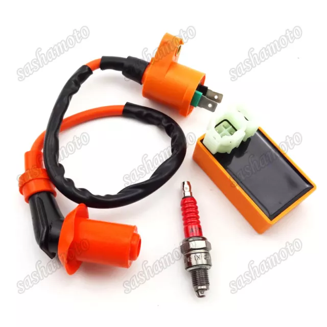 Ignition Coil CDI Spark Plug For Chinese GY6 50 125 150cc Moped Scooter Pit Bike