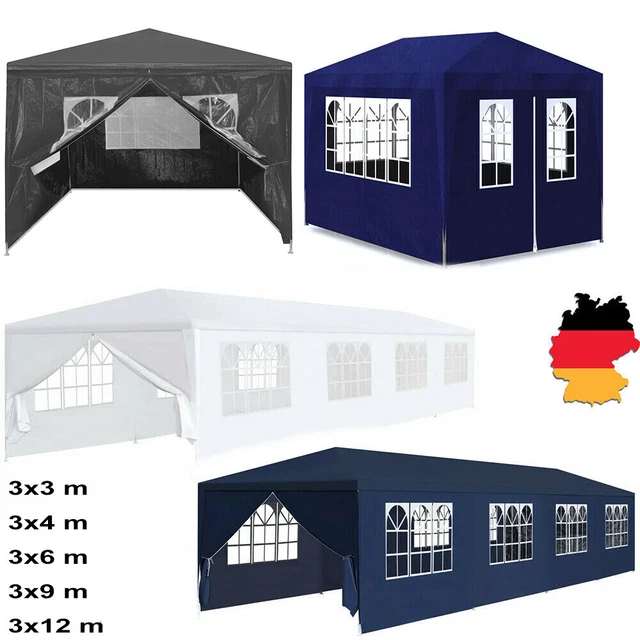 Partyzelt mit Seitenwände Festzelt Pavillon Gartenzelt Wasserdicht 3x3/4/6/9/12m