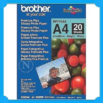 Brother BP71GA4 A4 Premium Plus Glossy Paper (20 Sheets) 260GSM 211mmx298mm