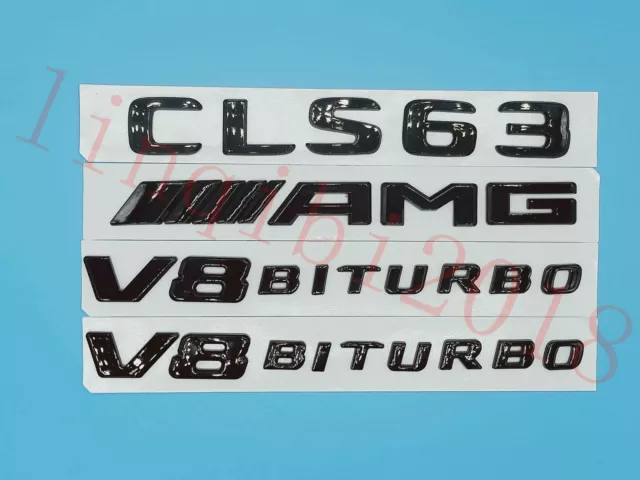 Gloss Black Flat CLS63 AMG V8 BITURBO Trunk Embl Badge Sticker for Mercedes Benz