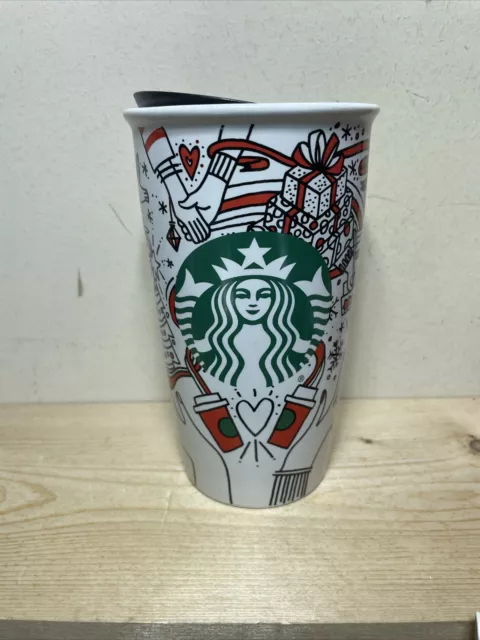 STARBUCKS 2017 Christmas Holiday Travel Tumbler 12oz Mug Coffee Cup 