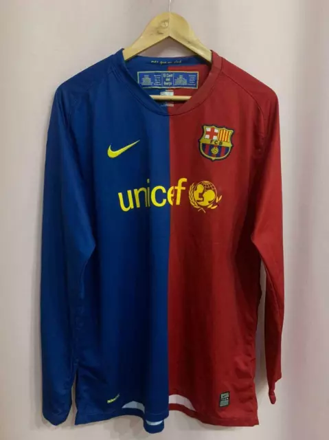 Barcelona Spain 2008/2010 Home Football Shirt Jersey Camiseta L/S Size L Nike