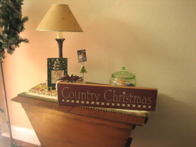Country Christmas Sign Plaque Cousin Farm Handcrafted 19" x 4.5" Primitive Wood 2
