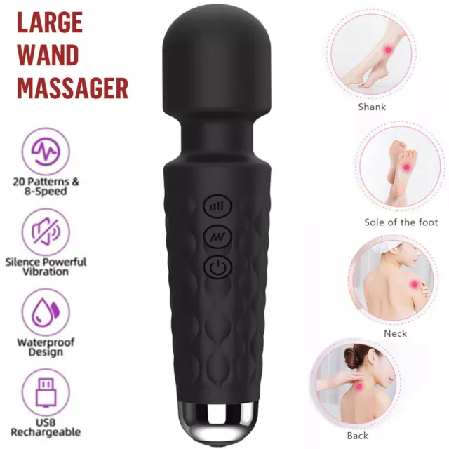 8 Speed Handheld Massager Wand Vibrating Massage Magic Full Body Therapy Motor