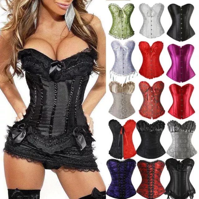 Women Steampunk Corset Top Sexy Bustier Gothic Corselet Overbust Leather  Bustier