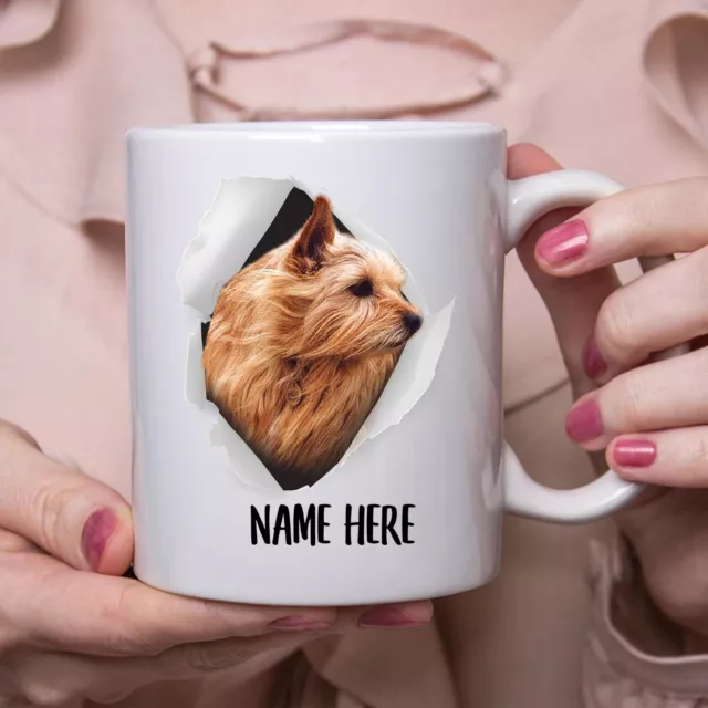 Funny Personalized Norwich Terrier Red Custom Name White Coffee Mug