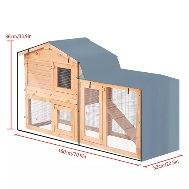 Heavy Duty 210D Double Decker Rabbit Hutch Cover Windproof Visible Window