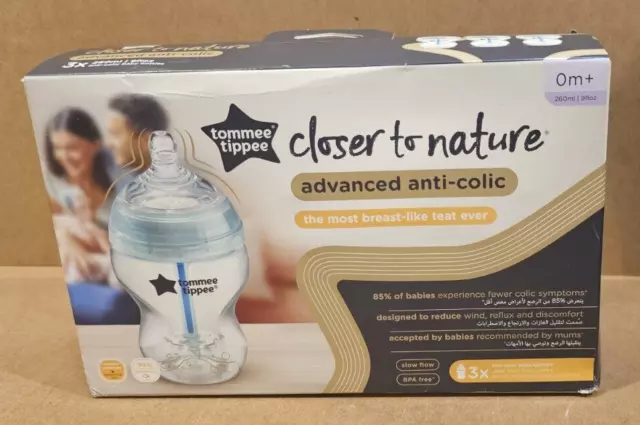 Tommee Tippee Closer to Nature Anti-Colic Baby Bottles 260ml 3 Pack