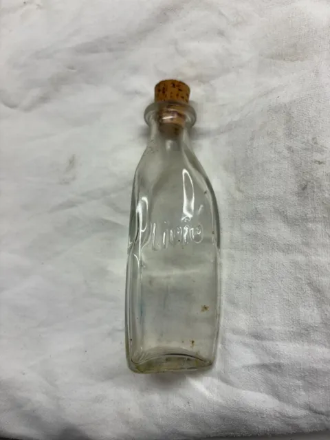 Dachbodenfund Livio altes Glasfläschchen Korken Ölflasche  mit Ausguß Werbung