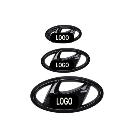 3 piezas Cubierta de insignia con logotipo emblema delantero negro brillante para Hyundai Elantra 2021-2023