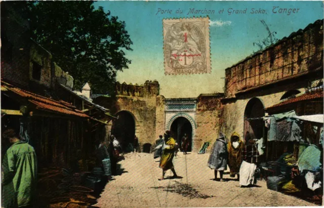 CPA AK TANGER Porte du Marchan et Grand Soko MAROC (796855)