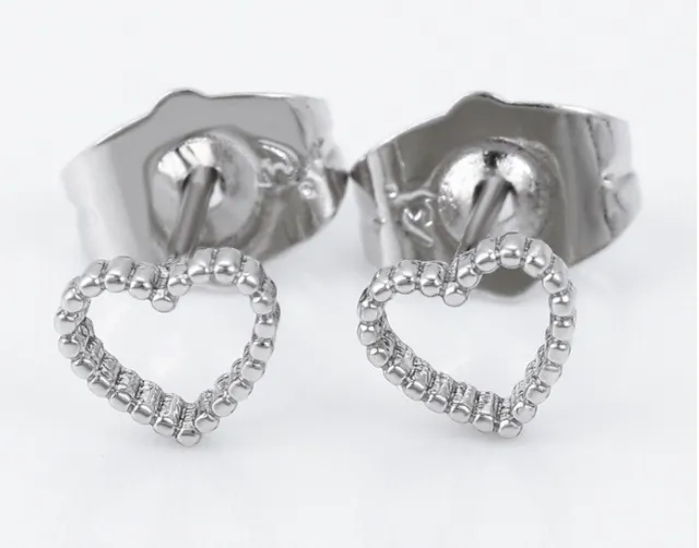 925 Sterling Silver Filled Women's Girl's Heart Stud Earrings