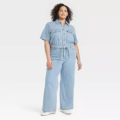 Women's Short Sleeve Jumpsuit - Universal Thread Light Wash 17