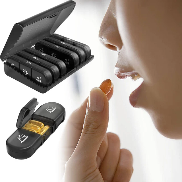 pill box 7 days Organizer 21 grids 3 Times Travel with Large Vitamins Fish O BII