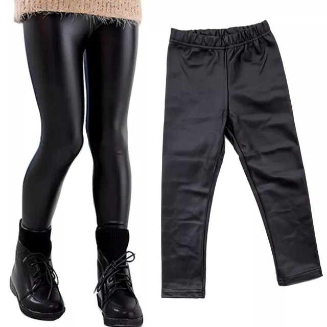 Leggings bambina ragazza pantaloni effetto pelle liquid fuseaux nuovi 816